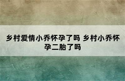 乡村爱情小乔怀孕了吗 乡村小乔怀孕二胎了吗